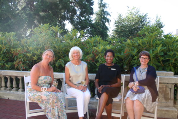 On the patio.